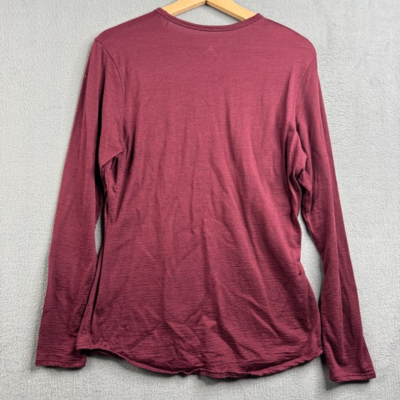 Segments Womens Medium Maroon 100% Merino Wool Long Sleeve Crew Neck T-Shirt Tee - Picture 2 of 7